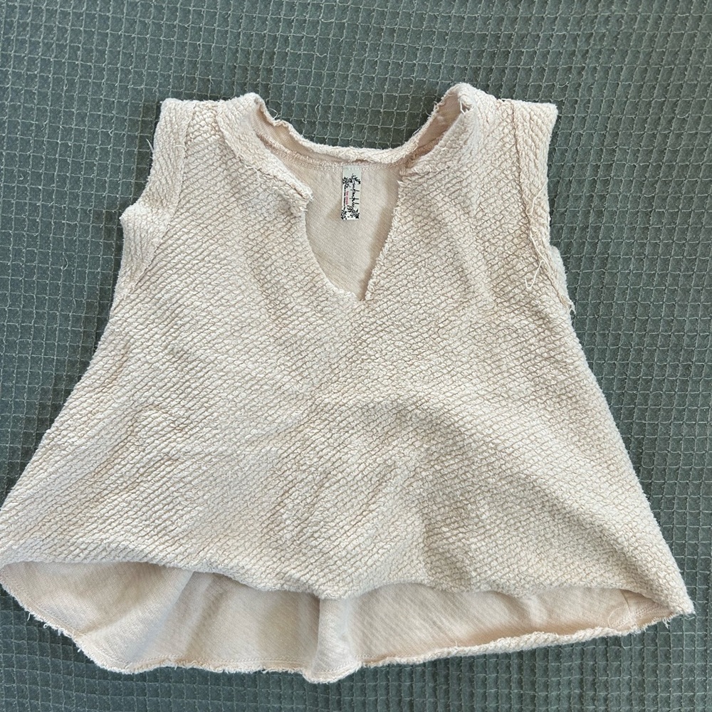 Free People Cream Textured Tank Top